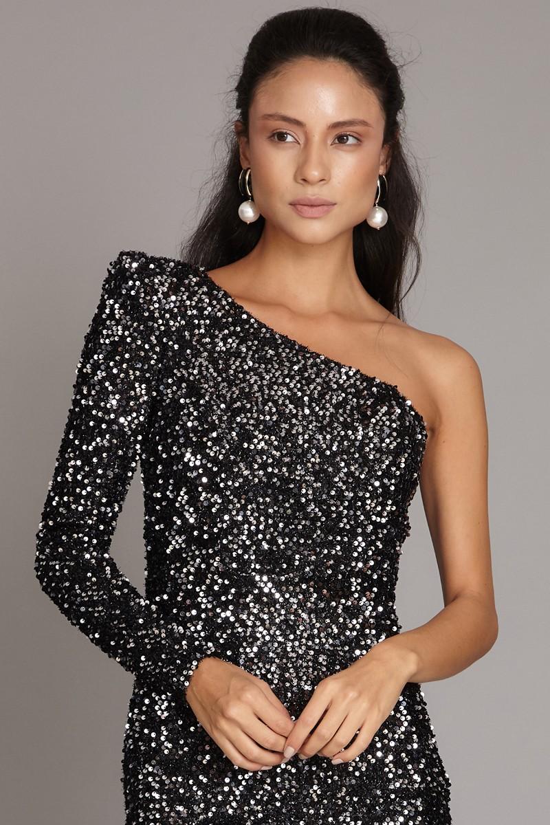 Silver Sequined Mini Dress
