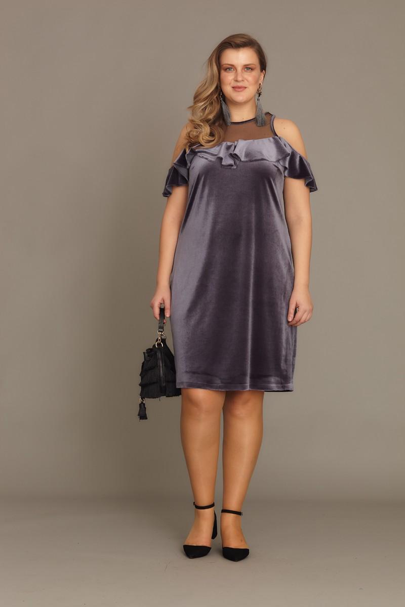 Grey Plus Size Velvet Sleeveless Mini Dress