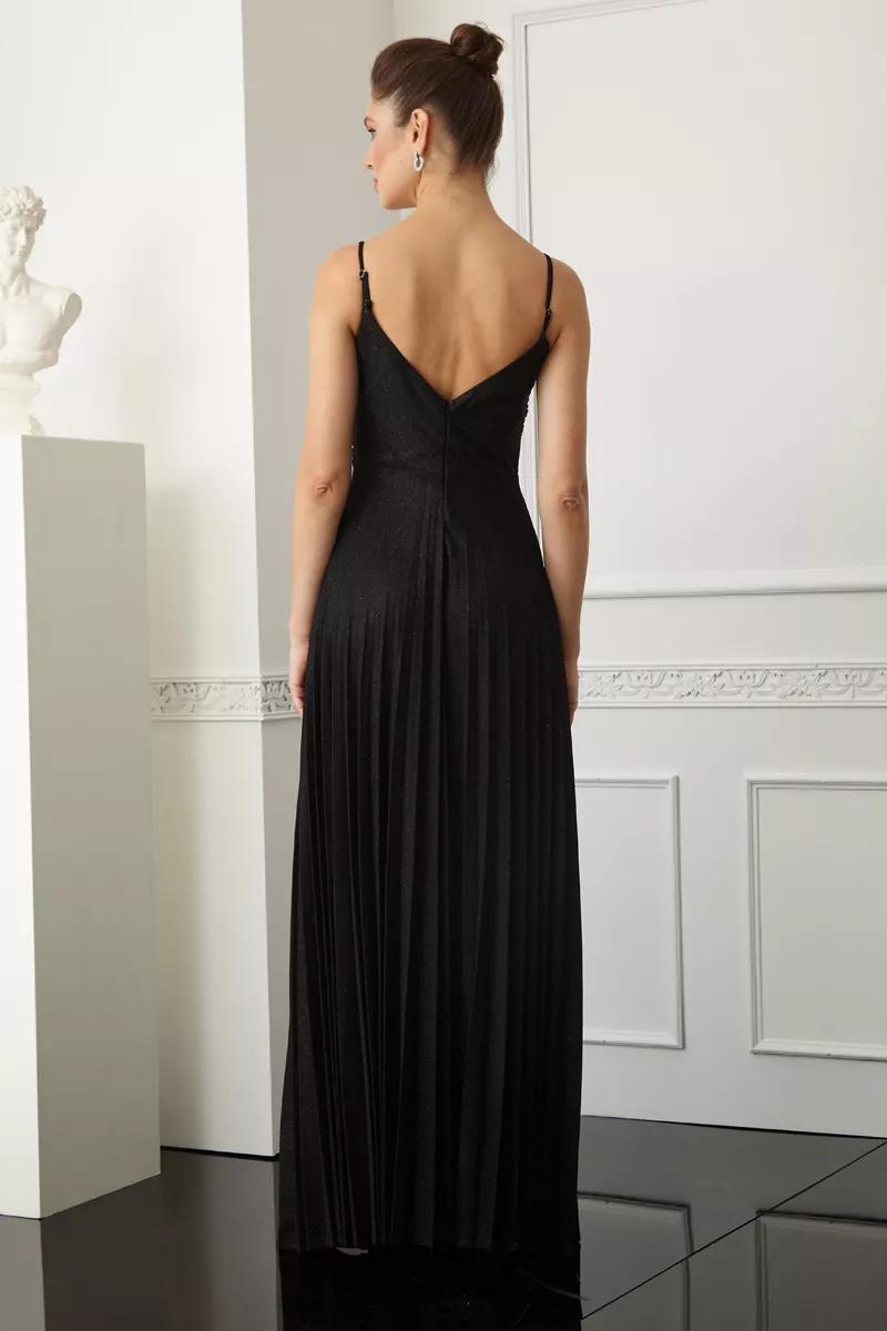 Black glare sleeveless maxi dress