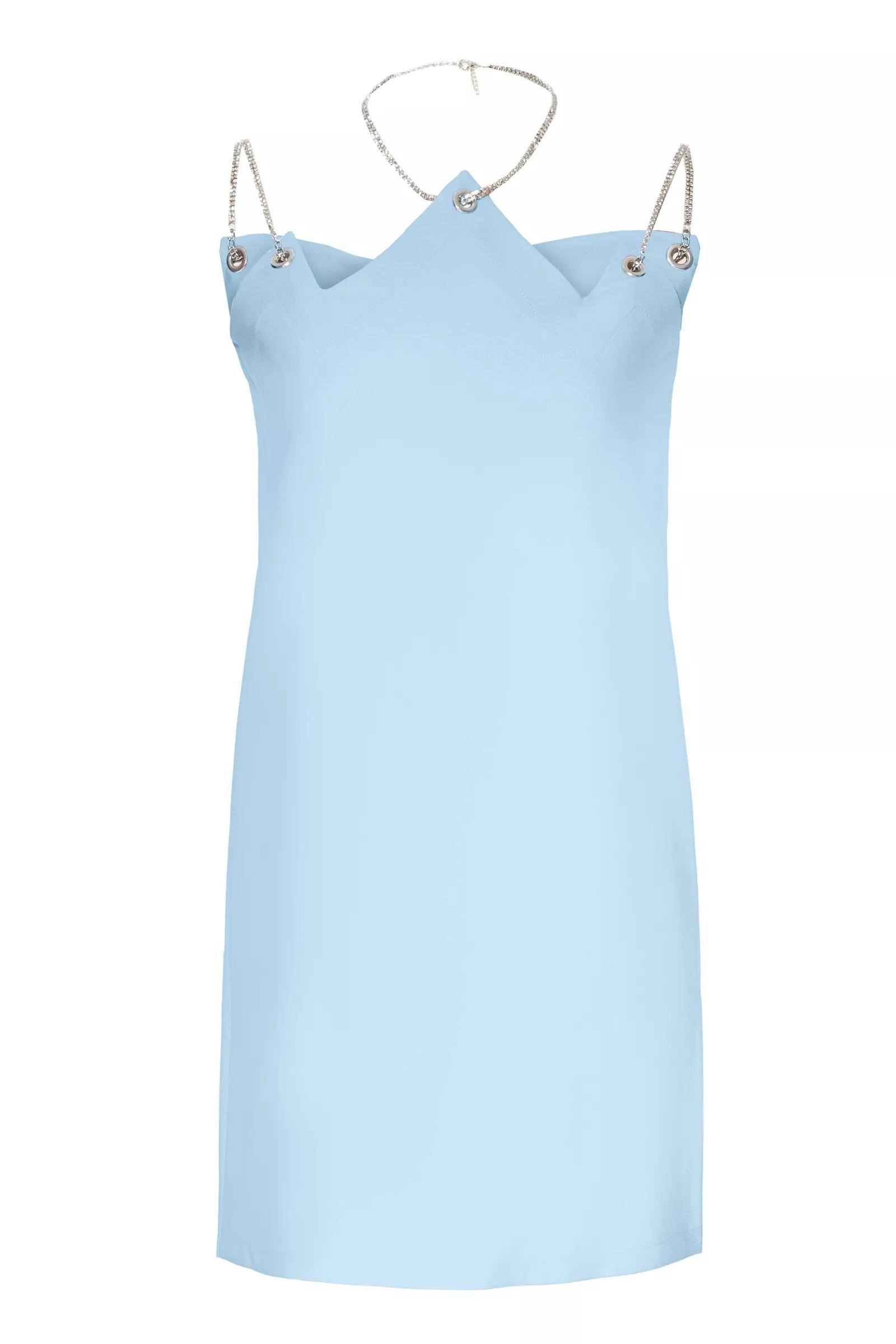 Blue crepe sleeveless mini dress