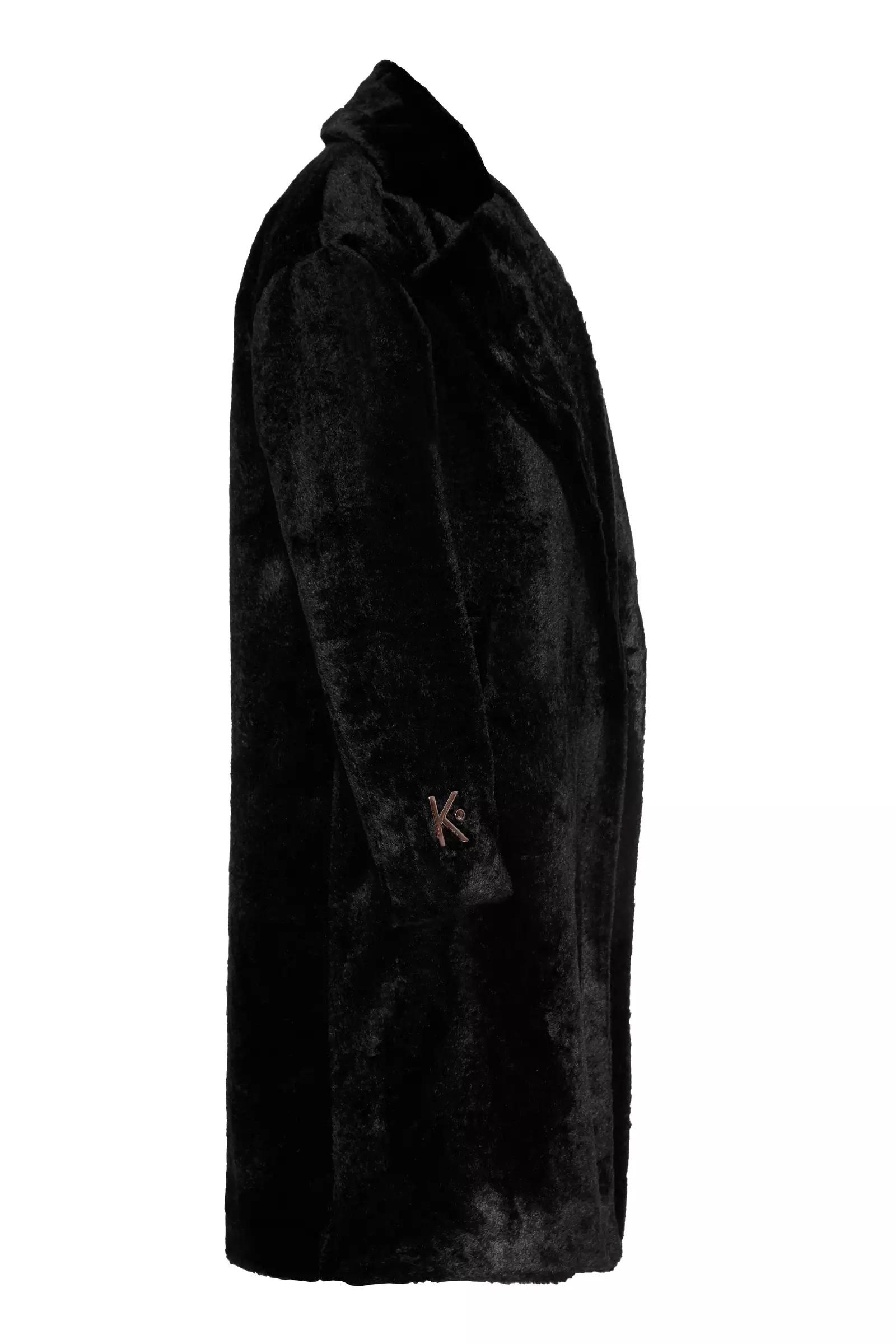 Black bunny long sleeve maxi coat