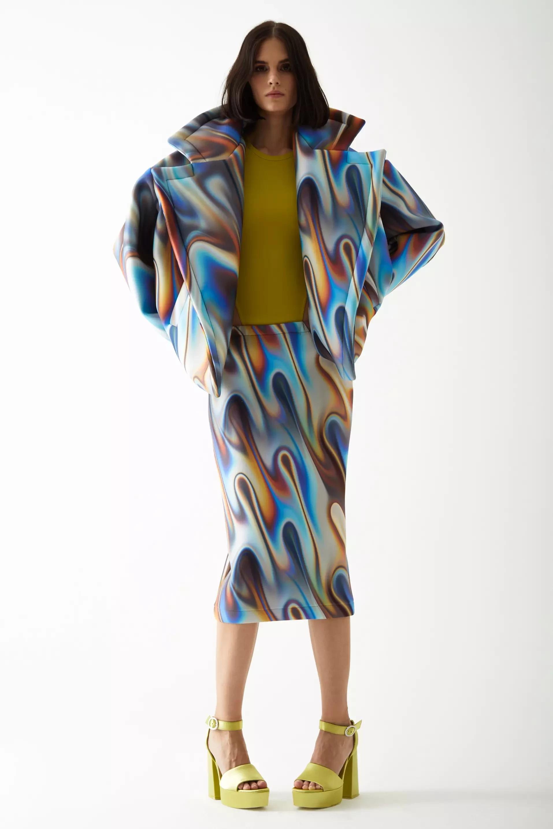 Printed Wowen Sleeveless Midi Skirt