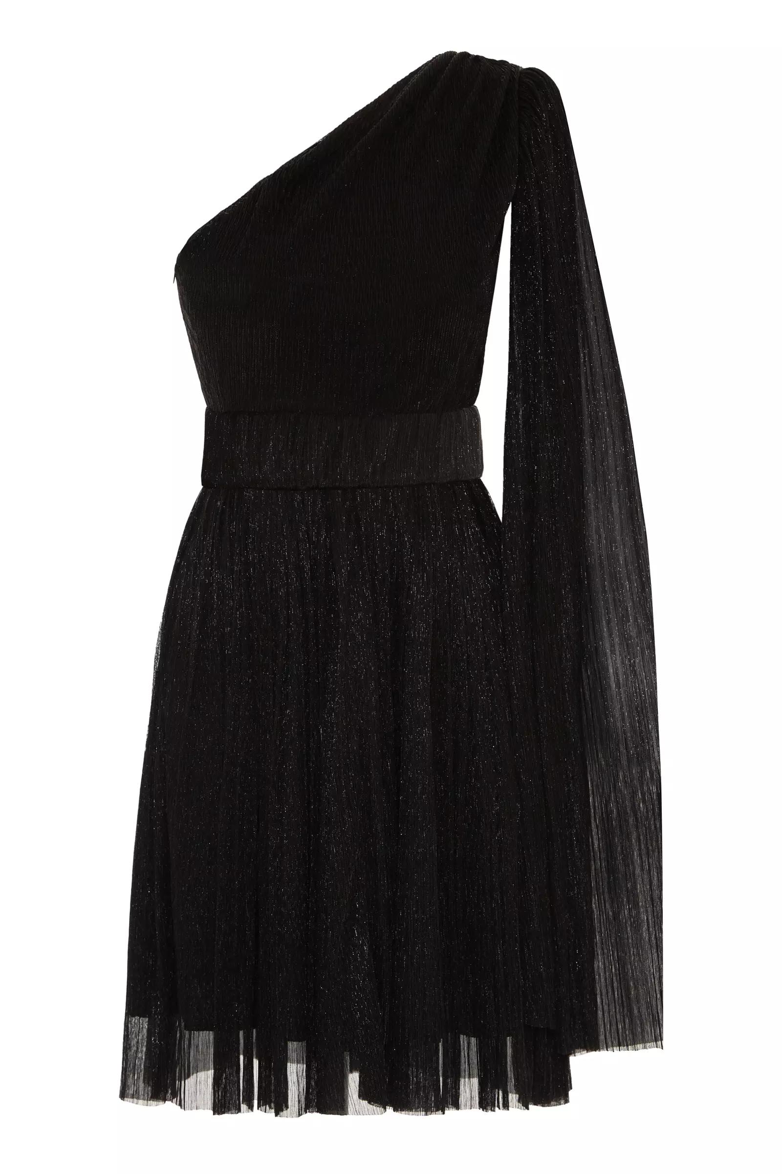 Black moonlight one arm mini dress