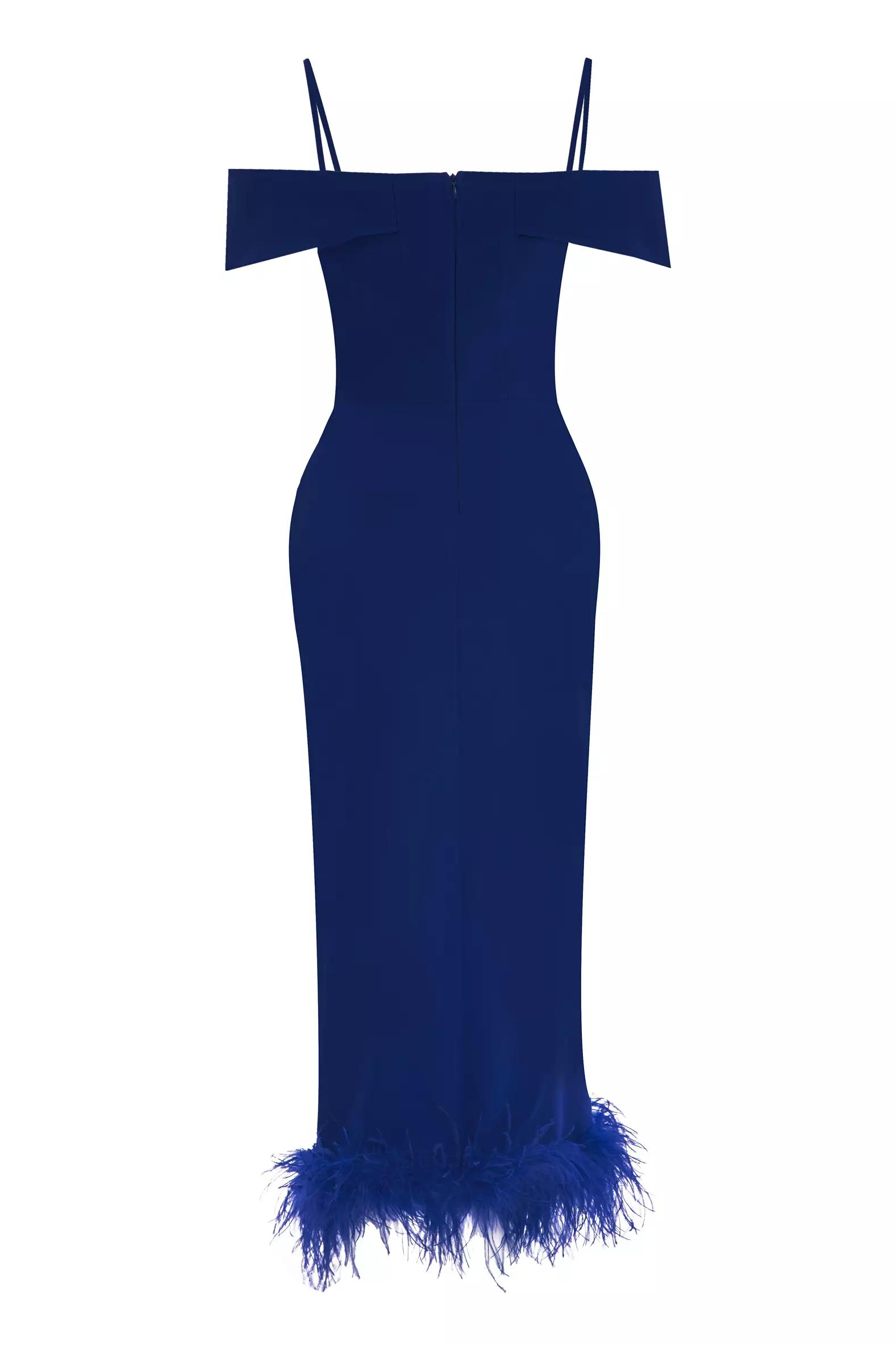 Navy blue crepe sleeveless maxi dress