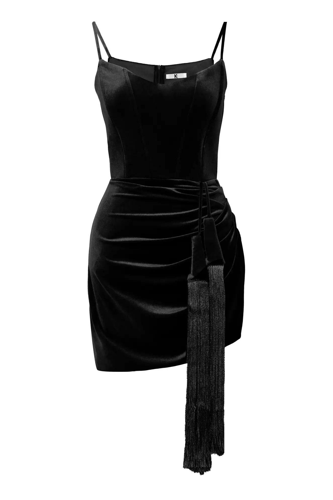 Black velvet sleeveless mini dress