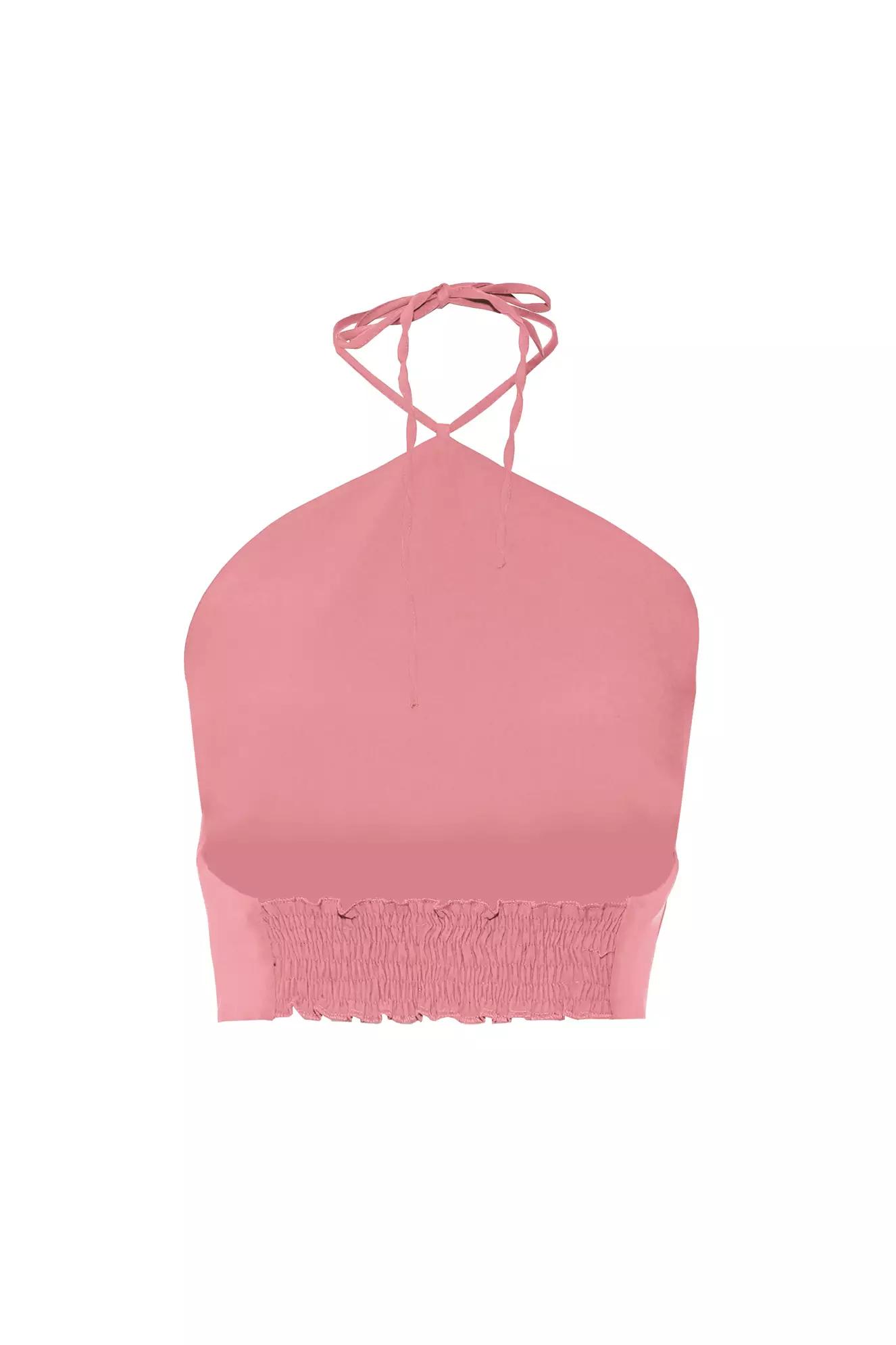 Light pink crepe sleeveless crop top