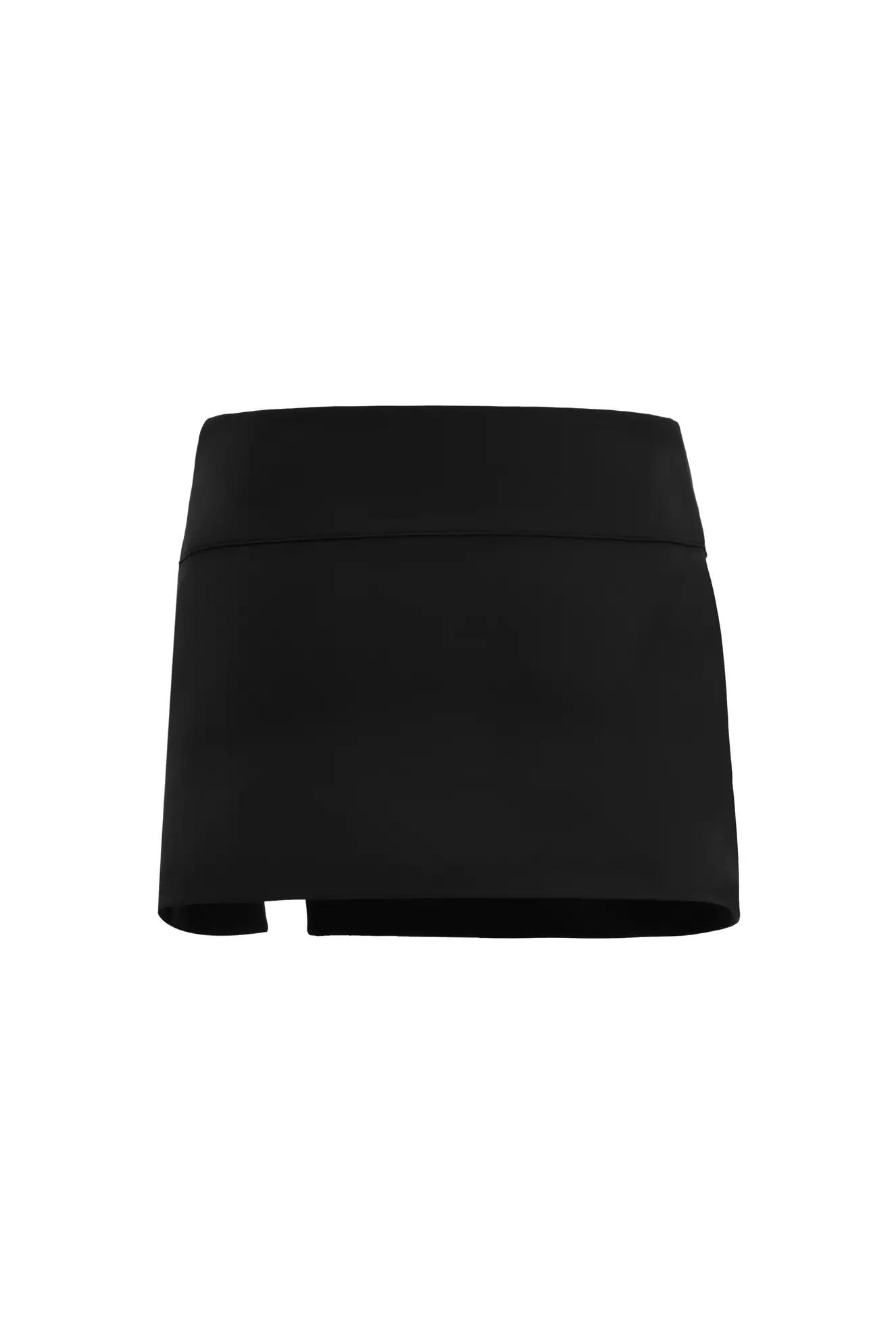 Black crepe mini skirt