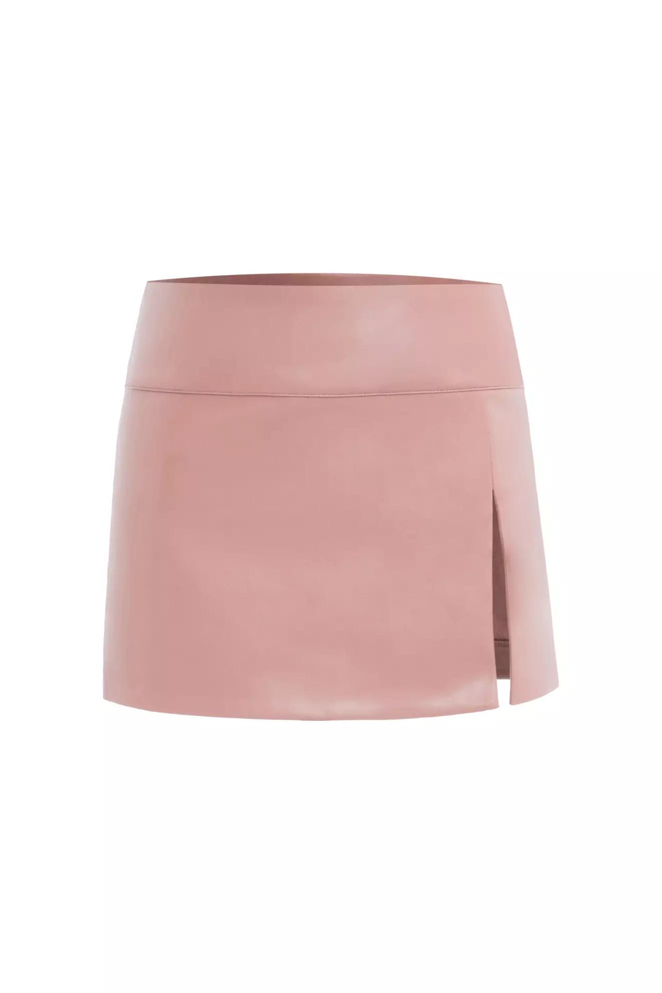 Blush leather mini skirt