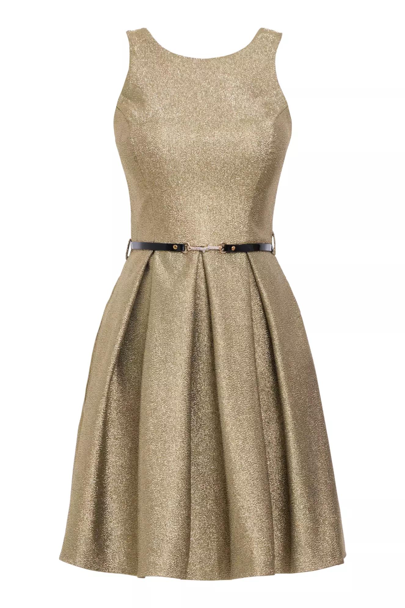 Gold jakar sleeveless mini dress