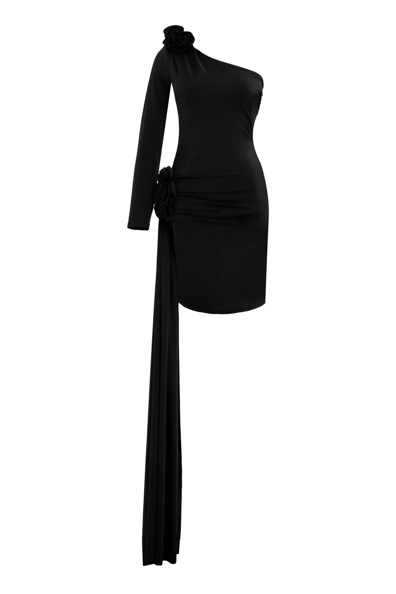 Black sendy one arm mini dress