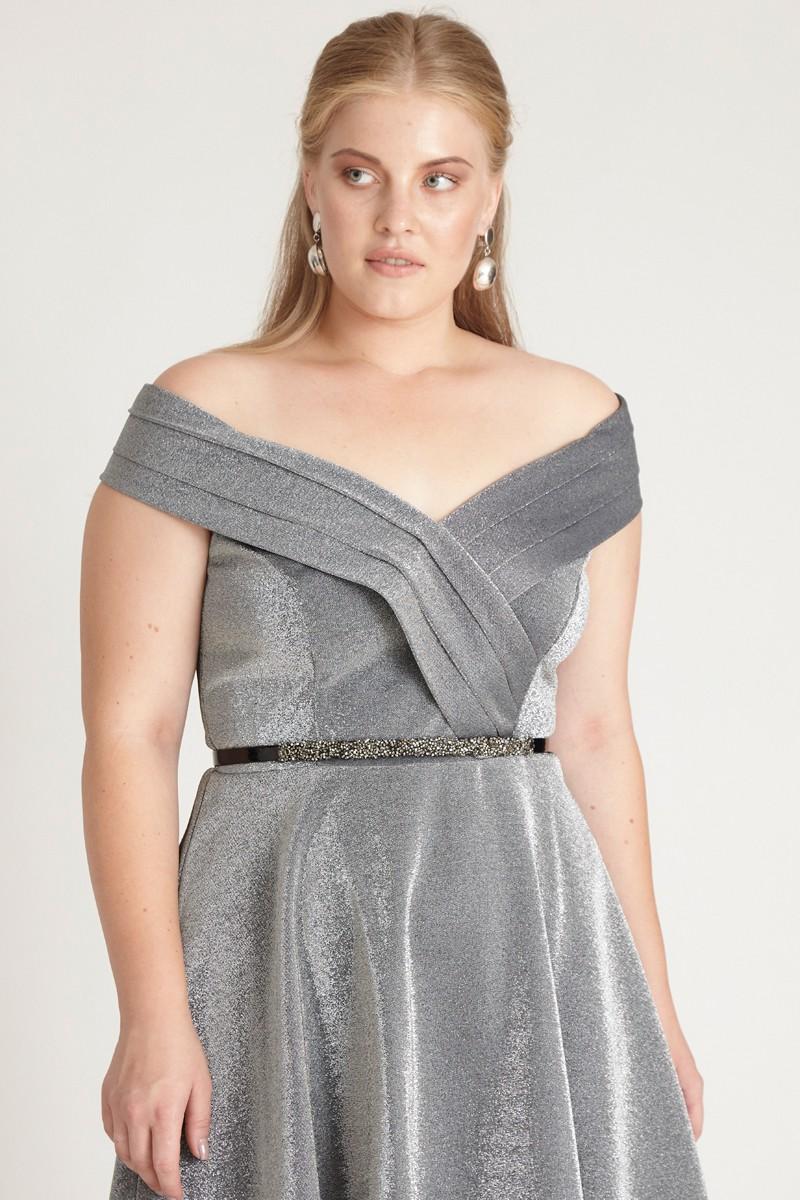 Silver Plus Size Knitted Mini Sleeveless Dress