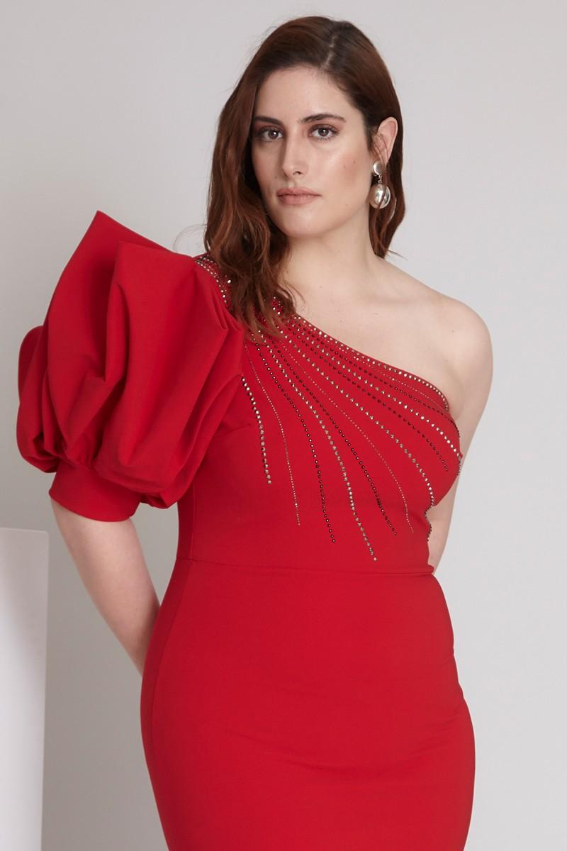 Red Plus Size Crepe Mini Sleeveless Dress