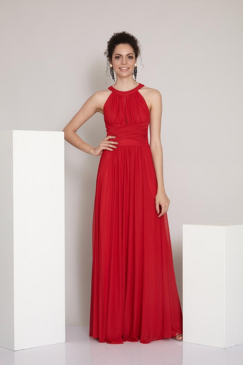 Red Tulle Maxi Sleeveless Dress