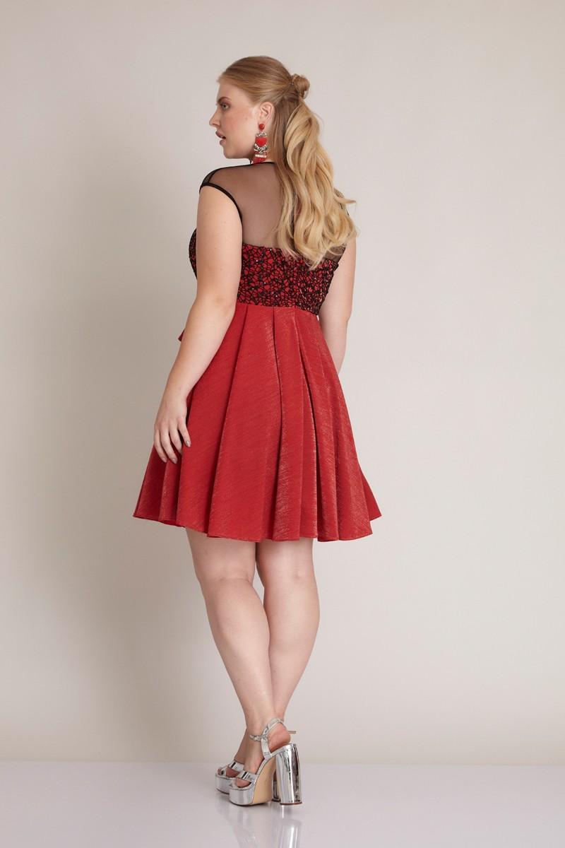 Red Plus Size Knitted Sleeveless Mini Dress