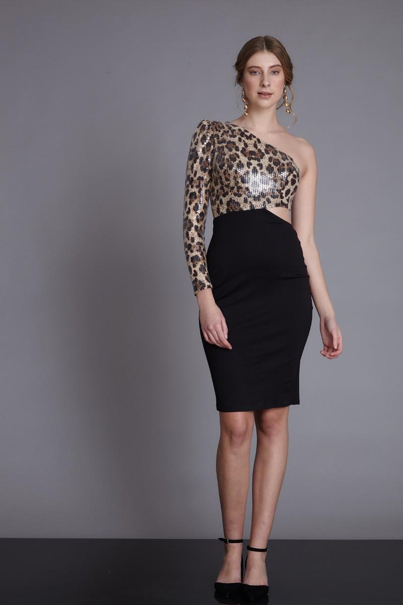 Leopard Sequined Mini Dress