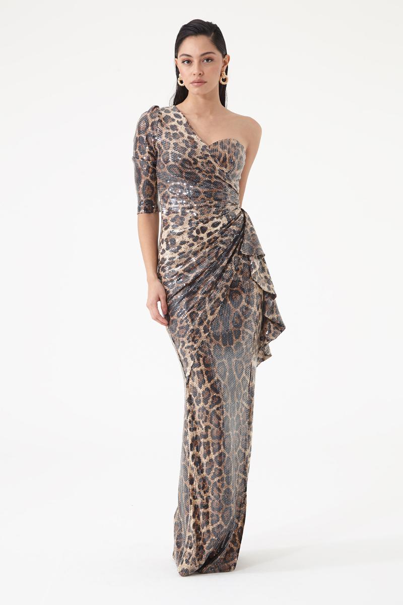 Leopard Sequined Maxi Dress