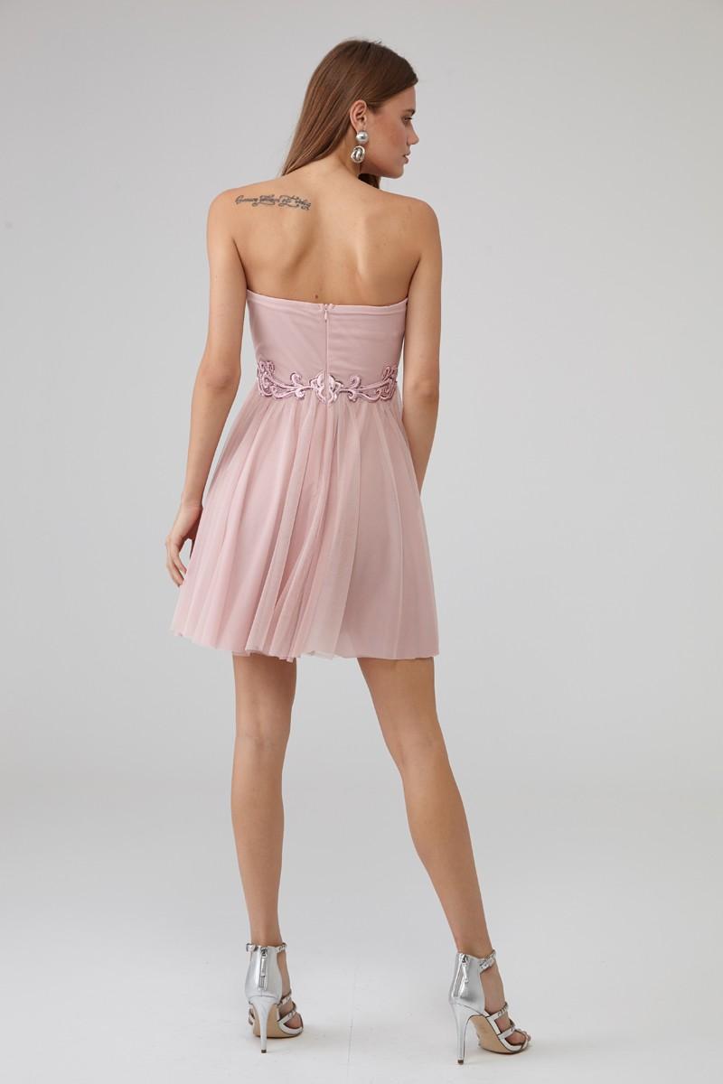 Powder Tulle Strapless Mini Dress
