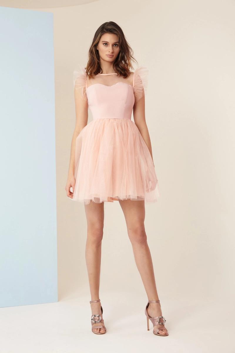 Powder Tulle Sleeveless Mini Dress
