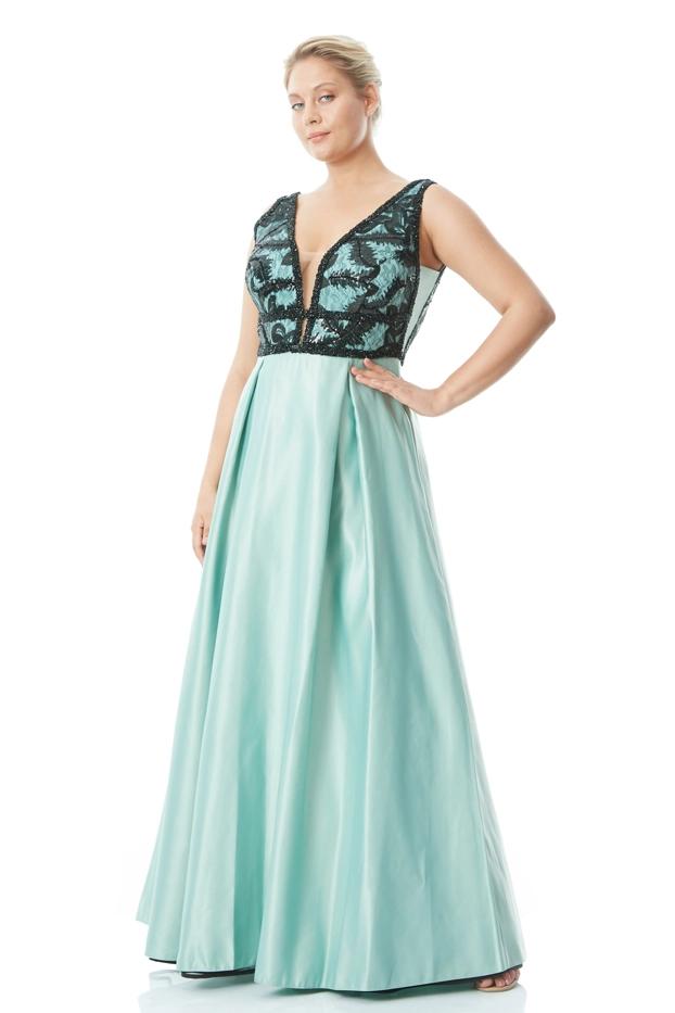 Mint Green Plus Size Satin Sleeveless Maxi Dress