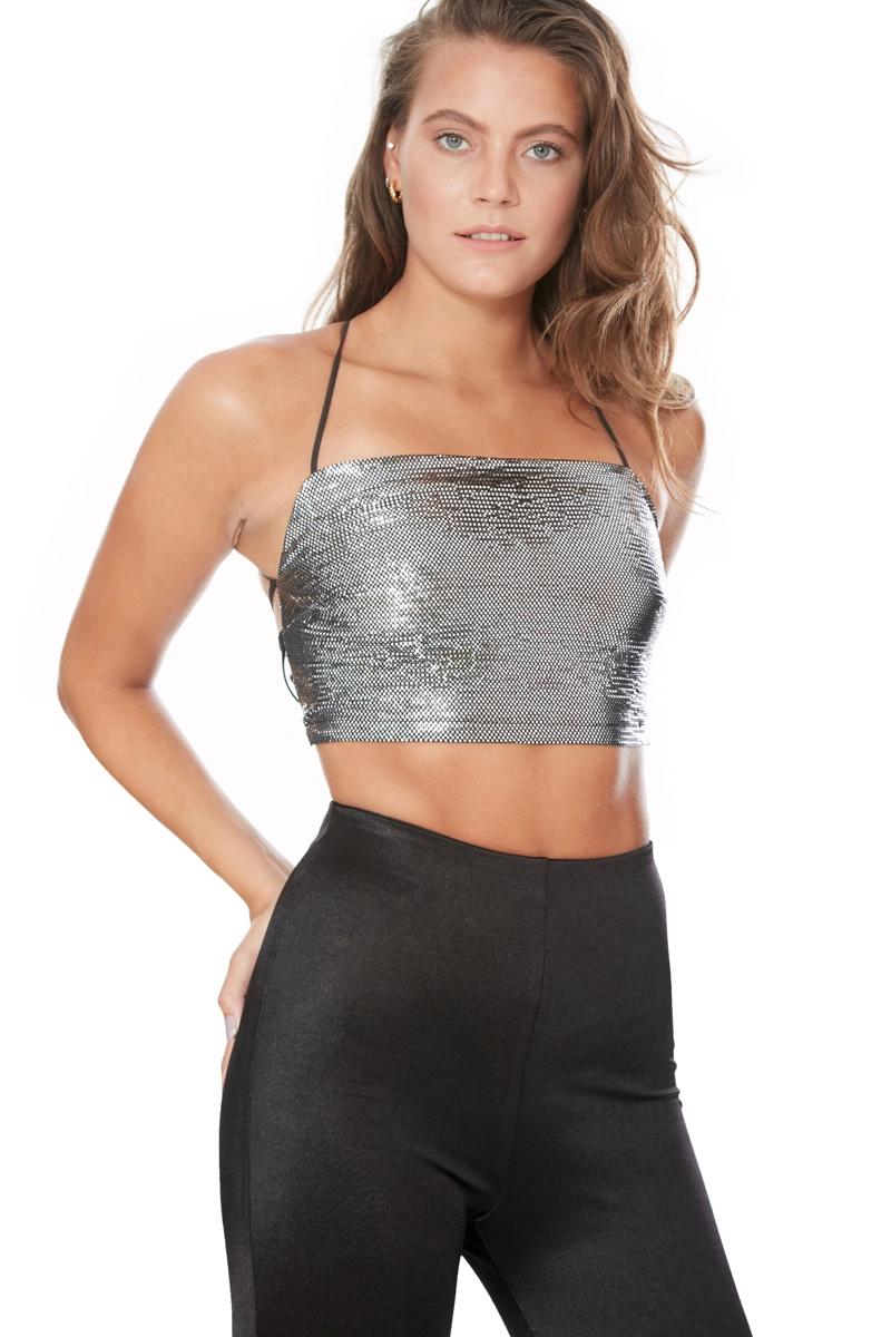 Silver Knitted Sleeveless Blouse